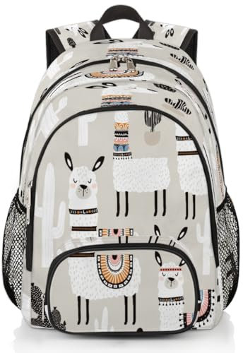 TropicalLife Lama-Rucksack, Mehrzweck-Rucksack für Kinder, Mädchen, Jungen, Herren, Damen, 18,4 l, Lama, Kaktus, Rucksack, Schule, Büchertasche, lässiger Laptop-Tagesrucksack, farbig, 18.4L