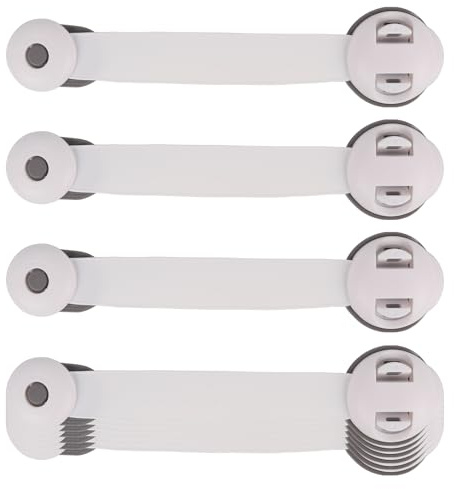 Child Safety Cupboards Straps Locks, 10 Pack Baby Proof Locks for Cabinets Drawers Toilet Fridge, Easy Install, No Tools or Drilling Needed (Grey)