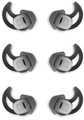 Bose QC20 QC20i SoundSport SIE2i IE2 IE3 Headphone Ear Tips - Silicone Earbud Covers, 3 Pairs, Black