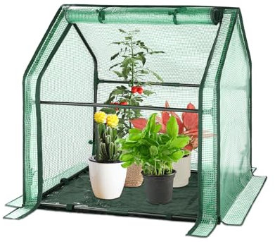 U'Artlines Tragbares Mini-Gewächshaus, kleines Gewächshaus mit wasserdichter Unterlage, 91,4 x 45,7 x 83 cm, Pflanzenabdeckung, Zelt für Garten, kleine Pflanzen, drinnen und draußen, grünes PE