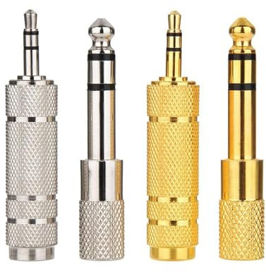 4 Pcs Headphone jack converter,Headphone jack adapter,Stereo jack adapter,For electric guitar,AV receiver,Keyboard,Stereo system,Home theater,It is also compatible with smart phones,Computers,MP3 etc