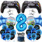 Videospiel Geburtstags Deko Für Jungen - 8.Geburtstagsdeko, 8 Zahlen Ballon Blaue Kuchenaufsatz Game Controller Folienballon Coolen Latex Luftballons Für Kinder Game Thema Party Dekoration