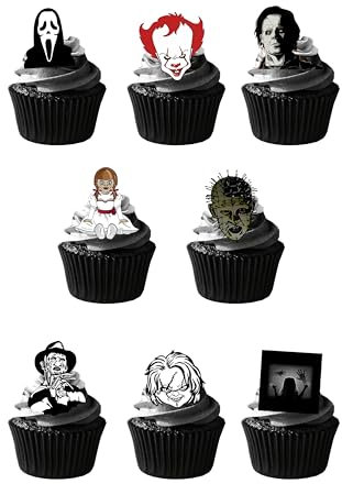 36 Stand Up Horror Movies Cinema Halloween Themed Edible Wafer Paper Cake Toppers Decorations