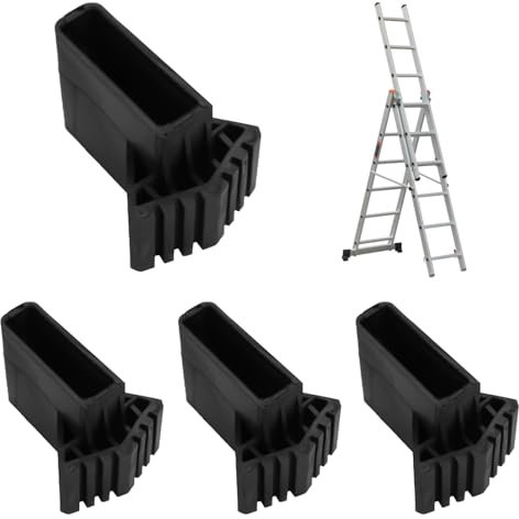 4 Piezas Pies de Escalera, Resistentes al Desgaste Patas Goma Escalera, Escalera Antideslizante Pies Alfombrilla para Escaleras Telescópicas, Escaleras Técnicas, Escaleras de Espiga (Negro)