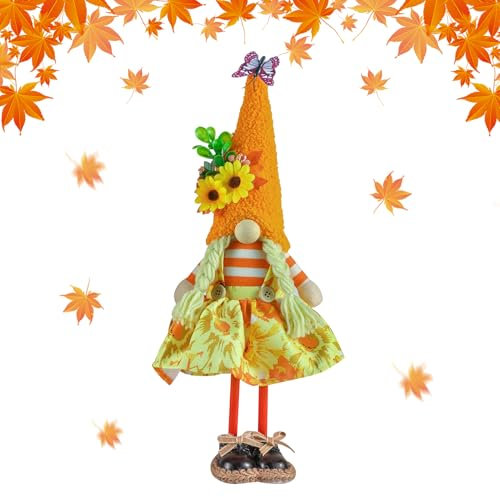 Herbstdeko Wichtel,Sonnenblume Zwerg Plüsch Elfe Puppe Herbsternte Wichtel Figuren,Herbst Wichtel Erntedankfest Deko,für Thanksgiving Halloween Home Wohnzimmer Tablett Party Tisch Dekorationen (B)