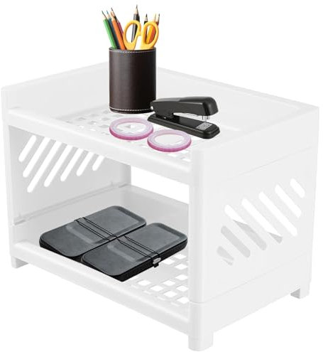 Doppelschichtiger Schreibtisch-Organizer, doppelschichtiges Badezimmerregal | Doppelschichtiges Badezimmer-Kosmetik-Aufbewahrungsregal – Desktop-Aufbewahrungsregal zum Nähen von Kosmetika und Schreibw