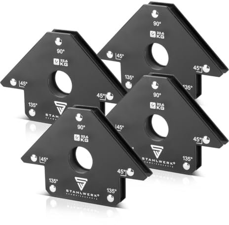 STAHLWERK 4er Set Magnet-Schweißwinkel 22,6 kg | 50 lbs praktischer Schweißmagnet | Magnetwinkel | Schweißpositionierer mit starker Haftkraft