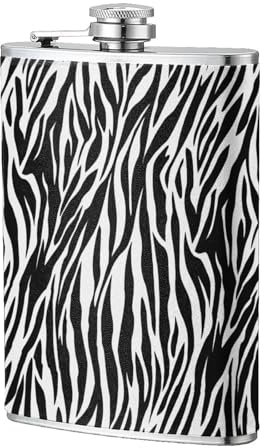 Zebra Print Portable Stainless Steel Small Flagon, Outdoor Flat Pocket Liquor Flask Wine Pot Hip Flask