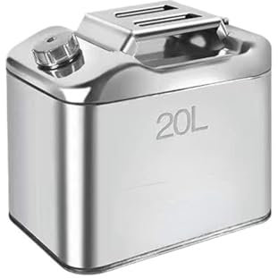 RLVYTA Bidon de Carburant Réservoir de Carburant en Acier Inoxydable, 20l Stockage d'essence, Jerrycan, pour Voiture, Moto, Camion, Carafe de Carburant avec Tuyau d'huile Bidon Essence