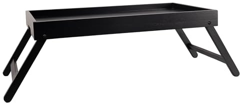 LIN HOME XZ-22274-1 Bnadeja para Cama de Madera 50x30x20cm Patas Plegable Color Negro - Bandeja para Desayuno, Aperitivo Resistente a la Humedad