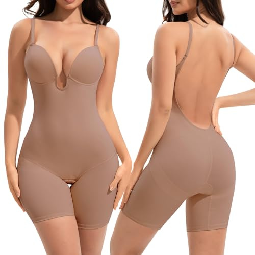 Slimers Gaine dos nu amincissante : Body gainant dos nu plongeant : gaine sculptante intégrale avec soutien-gorge intégré.