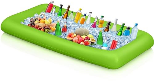 Portabevande gonfiabile 2 in 1, vassoio galleggiante 8 fori, grande capacità, galleggiante, portabevande per piscina, gonfiabile, per piscina, gonfiabile, per piscina (verde)