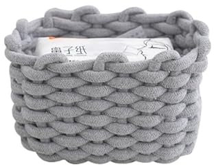 2er Set Aufbewahrungskorb Geflochten Baumwolle Strickkorb, Aufbewahrungskorb Grau, Korb Baumwollseil Geflochten, Korb Aufbewahrung Geflochten, für Kinderzimmer, Schränke, Bad, Küche