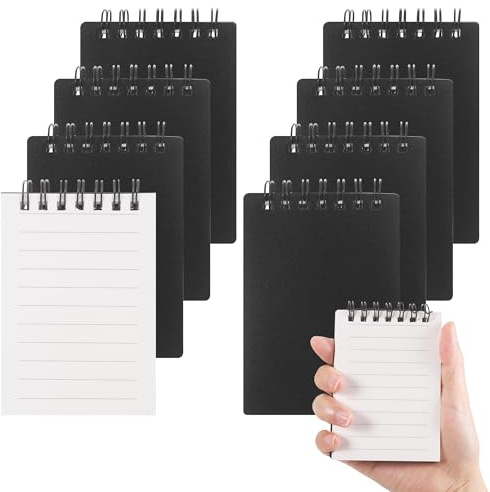 JIANTA 8 Stück Klein Notizblock A7 Schwarz 80 Blatt/Pack Notizbuch Liniert | Memo Blöcke, Mini Notizblöcke Notizheft für To do, Einkaufsliste, Notizen, Schule, Büro (Schwarz)