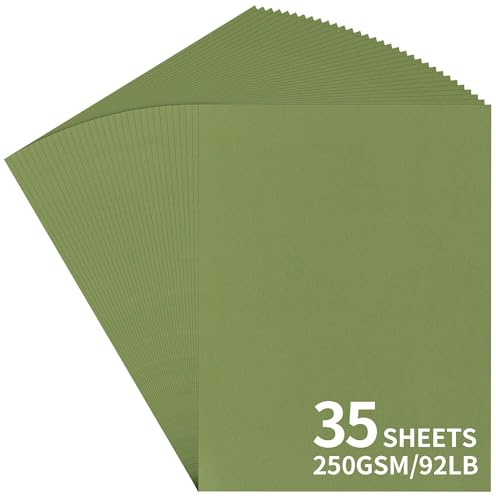 35 Blätter Bambus-Grünes Kartonpapier A4-250GSM/92LB Morandi-Dickes Kartonpapier Für Kartenherstellung, Handwerk, Scrapbook, Weihnachten UAP30BG35