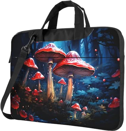 Mexpekil Laptoptasche für Damen und Herren, tragbare Laptoptasche mit Schultergurt, Computer-Tragetasche, Kuriertasche, Magic Red Mushroom, 13 Inch