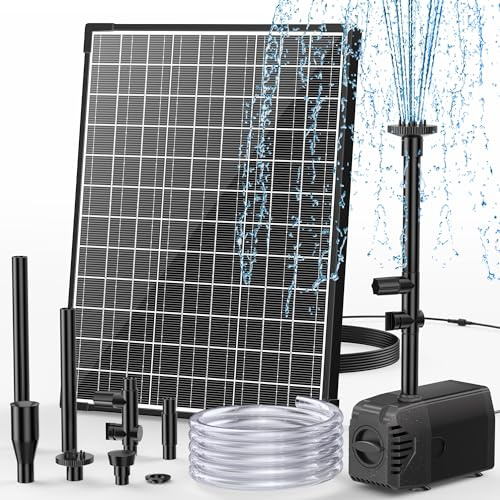 POPOSOAP Solar Teichpumpe 20W 1000 l/h mit Stabiler Wasserstrahlung | Solar Springbrunnen mit 12 Sprühm Modi, 2 m PVC-Schlauch, insgesamt 5 m Kabel, Für Gartenteiche, Wasserspiel