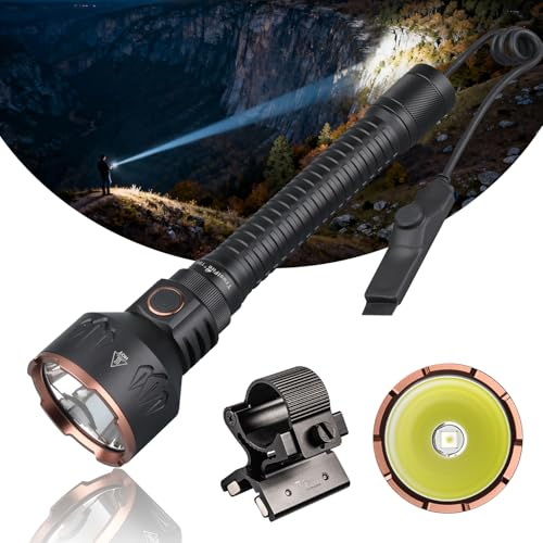 TrustFire T80 Linterna Caza Led Alta Potencia 3800 Lúmenes, Alcance de 1050m,Linterna Táctica Recargable Tipo-C, Impermeable IPX8,Potente para Táctico Militar, Caza, Emergencias, Camping