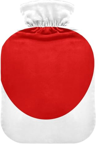 Flag Japan Illustration Hot Water Bottle with Soft Cover, 1L Warmer Bag for Hand Feet Warmer