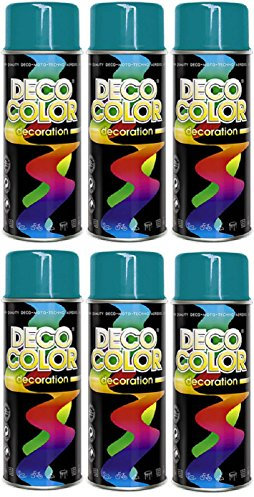 Deco Color 6er Sparpack DC Lackspray glänzend 400ml nach RAL freie Farbauswahl (6 Dosen in wasserblau glanz RAL 5021)