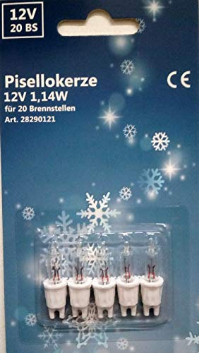 Kunsthandwerkstube 5 Stück Ersatzbirnen Pisello für 20-er Mini-Lichterkette, Warmweiß, 1.14 Watt, 5 Lumen