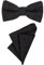DonDon Herren Fliege 12 x 6 cm gebunden längenverstellbar und Einstecktuch 23 x 23 cm farblich passend aus Baumwolle schwarz dunkelgrau
