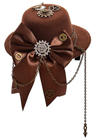 BLESSUME Steampunk Frauen Getriebe Mini Hut Gotisch Zylinder Haarspange (H)