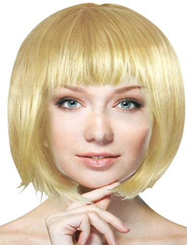 Brandsseller - Damen Karneval Kurzhaar Perücke Bob Karneval/Fasching, Motto-Party und Shows Kunsthaar (Bob-Kurzhaar, Blond)
