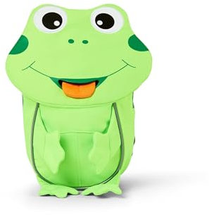 Affenzahn Kleiner Freund Kindergarten-Rucksack für 1-3 Jährige Ergonomisch Reflektierend Ziehzunge mit Namensschild Frosch Neon - Grün