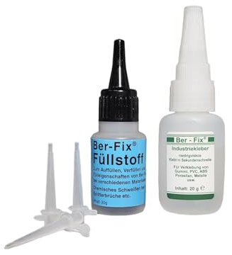 Ber-Fix Füllstoff Set M Schweißnaht Kleber aus Berlin schwarz aus 20g Industriekleber und 30g Granulat 2k Kleber extra stark Metall Kunststoff PVC ABS PLA + 3 Spitzen