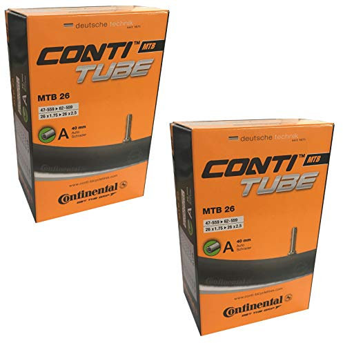 Continental MTB 26 Inner Tubes 181611 Paquetes de Tubos Interiores, Unisex, Negro, 26''