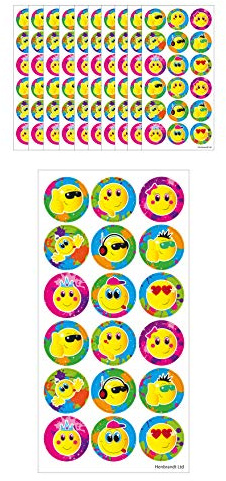 Henbrandt 25mm Glücklich Aufkleber, Groß Gelb Lächlen-Gesichts, 180 Stück, Lustige Smile Sticker Gastgeschenke für Jungen und Mädchen, Lehrer, Schule, Belohnung, Sammelalbum
