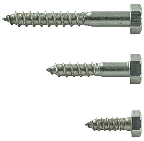 AGBERG - 5 x 25 mm Holzschrauben mit Sechskantkopf - Schlüsselschrauben [100 Stück] aus EdelstahlA2 V2A, rostfrei - DIN 571