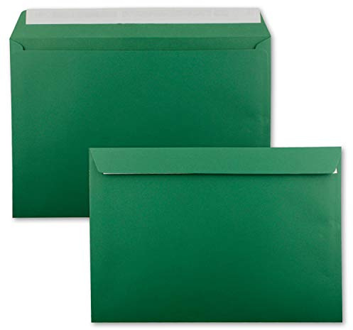 10x große XXL Briefumschläge DIN C4 in Dunkelgrün (Grün) - 22,9 x 32,4 cm - Haftklebung ohne Fenster - Versandtasche für DIN A4 geeignet