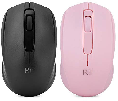 Rii 2-Pack Ratón inalámbrico RM100+, para PC, Portátil, Windows, Ofimática. 1000 dpi. Incluye Receptor USB (Two Pack)
