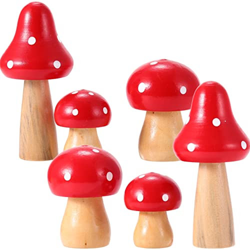 TEHAUX 6 Stücke Mini Pilz Garten Pilze Deko Gartendeko Miniatur Ornamente Dekofigur Feengarten Zubehör für Micro Landschaft Blumentopf Sukkulenten Bonsai Moos Aquarium Dekoration,1