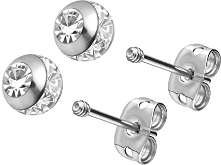 FILANGO 1 Paar Titan Ohrstecker | EPOXY RING KUGEL| AUSTAUSCHBARE KUGEL | Ohrring Ohr Schmuck Größenauswahl