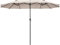 GOPLUS Parasol de Jardin Exterieur, 4,7M Grand Parasol avec Manivelle, 12 Baleines, Poteau Φ48MM, Résistant aux UV, Parasol Double Face pour Balcon, Plage, Jardin, Base Non Incluse (Beige)