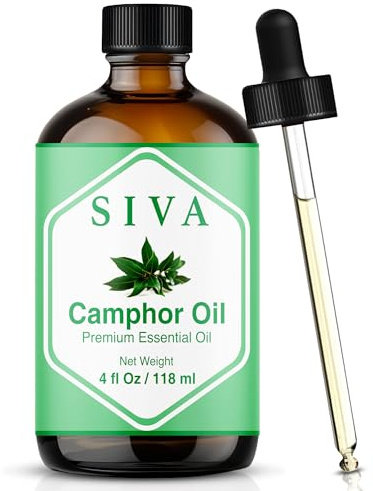 SVA Camphor Oil 4 fl oz (118ml) Premium Essential Oil with Dropper for Diffuser, Hair, Face, & Body Massage