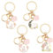 be in your mind 4pcs Porte-clés Lapin Fleur Chat Porte-clés Mignon Porte Clés en Alliage de Métal Décoratif Porte-clés Clé Décoration pour Femmes Dame Filles