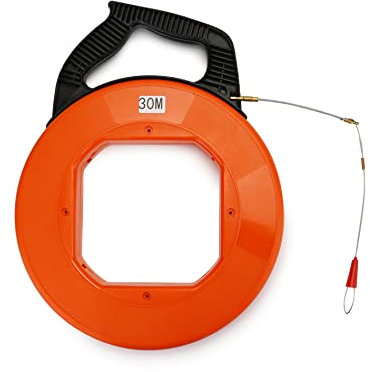 QWORK® Guia pasacables de 30 metros, cinta pasacables, herramientas de electricista, ideal para Colocación de Cables, 4 mm de diámetro