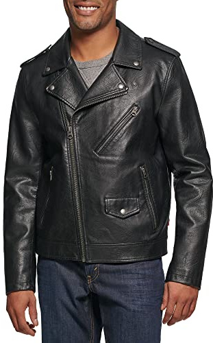 Levi's Men's Faux Leather Motorcycle Jacket, New Black, X-Large