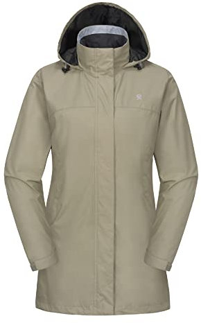 Little Donkey Andy Lange wasserdichte Regenjacke für Damen, leichte Outdoor-Windbreaker Regenmantel für Wandern, Reisen Tee Grau XXL