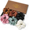 (6 Stück) Lolalet Haargummis Seide Scrunchies Satin für Damen, Haargummi Weich Elastisch Silk Skrunschis Groß für Damen Frauen Mädchen 6 Farben -Braun,Schokolade,Flieder,Grün,Weiß,Schwarz