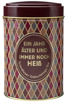 MediMuc Teedose - Ein Jahr älter und immer noch heiß - Maße Höhe x (Ø) 14 x 9 cm