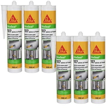 Lot de 6 mastics acryliques SIKA Sikaseal 107 Joint et fissure - Blanc - 300ml