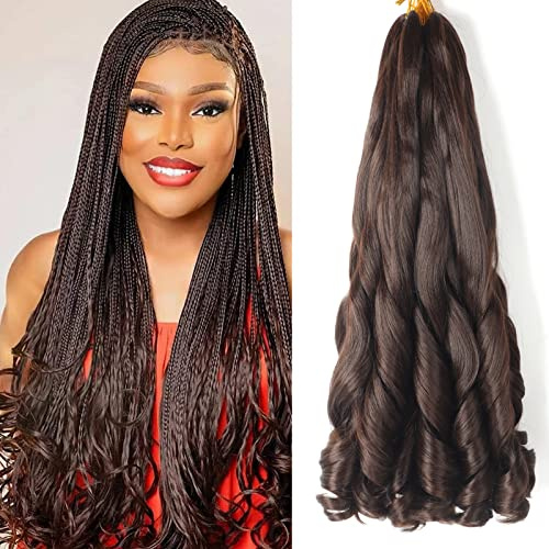 Ainimiu 8 Packs French Curly Braiding Hair 22 Inch Loose Wave Spiral Crochet Hair for Black Women Pre Stretched with Curly Ends (4#) (4#, 22 inch)