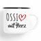 Huuraa Emaille Tasse Ossi mit Herz Geschenk 300ml Vintage Ossi Geschenkidee