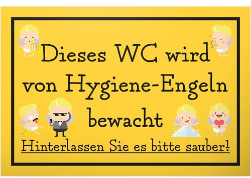 DankeDir! Hygiene Engel - 30 x 20 cm Schild - WC Schild zum aufhängen lustig Klo Schild Kloschild Toilette Toilettenschild - Wand Herren Türschild witzig Deko Gäste WC Gästetoilette