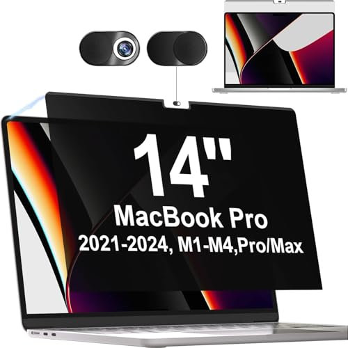 Magnétique Filtre de Confidentialité pour MacBook Pro 14 Pouces(2021-2024, M1-M4), Anti-Espion/Bleu-Lumière Filtre ecran Confidentialité, Amovible Filtre écran Premium pour Macbook Pro 14.2 Pouces